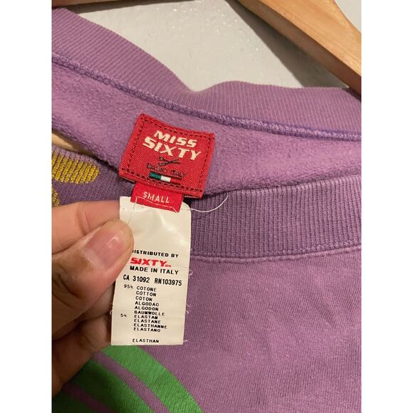 Vintage Miss Sixty Womens Sweatshirt Small Cat Dog Graphic Print Artsy 90s Y2K - Picture 3 of 8